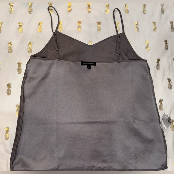 BANANA REPUBLIC Camisole With Satin Trim Size Medium Luxe Grey - Picture 7 of 13